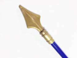 Baton / Hampe en bois bleu avec pointe dore de 100 cm